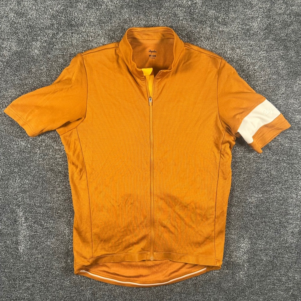 Rapha Classic Jersey Mens Medium Orange Wool Blend Short Sleeve Cycling Zip Top